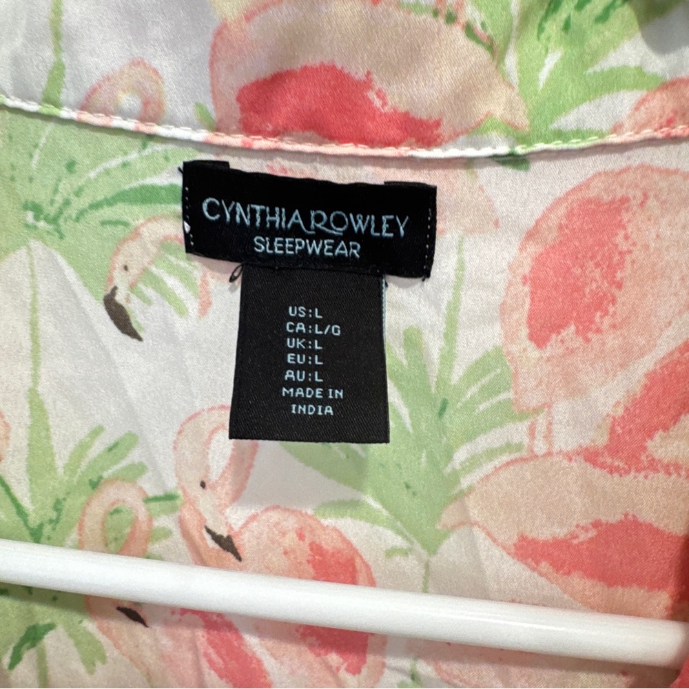 Cynthia Rowley Flamingo Tropical Pajama Set Womens Large Vacation Loungewear - Picture 3 of 6